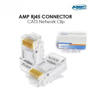 100PCS AMP Tyco RJ45 CAT5e 8P8C Modular Plug Network Connector - CAT-5E/8P8C